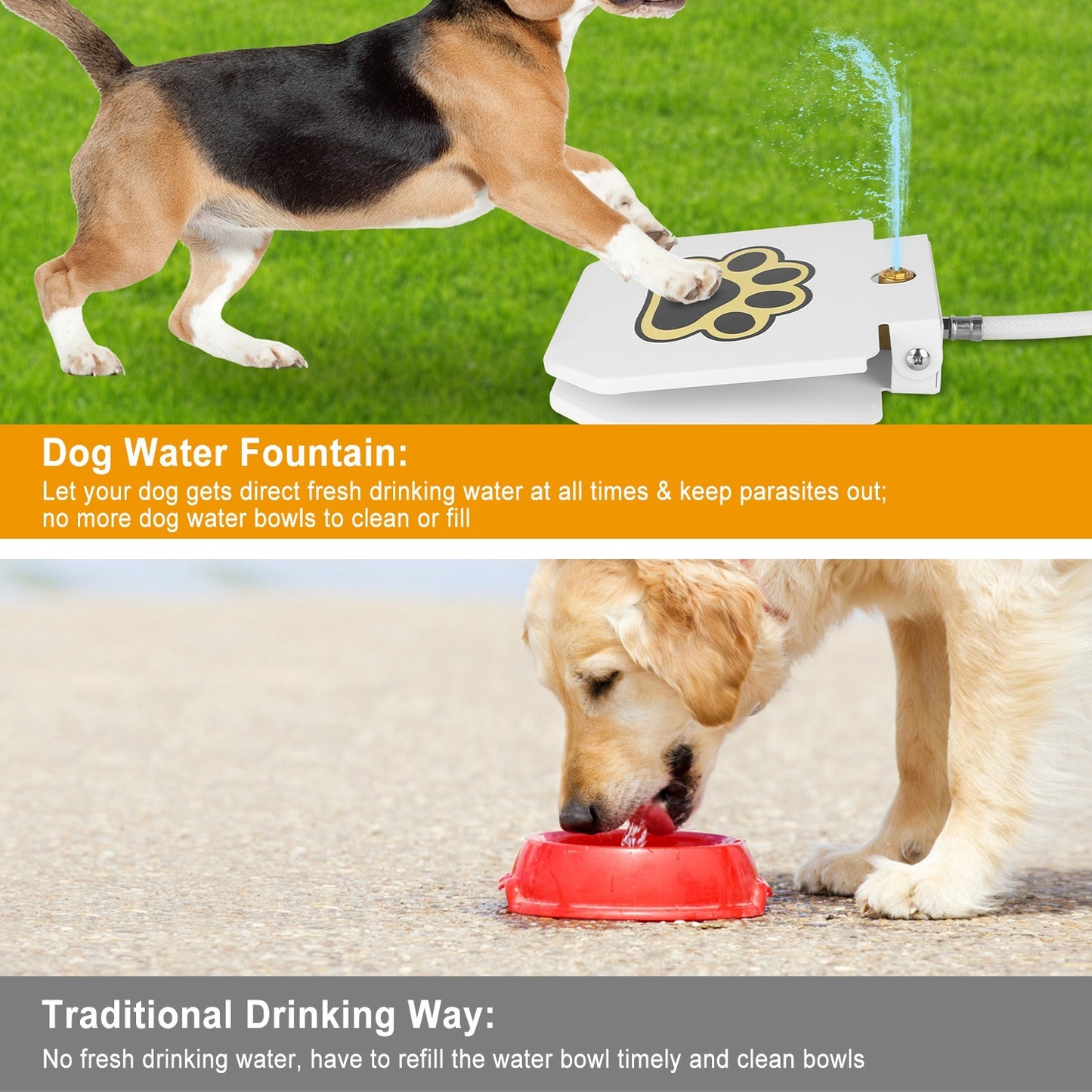 Cherrypetx Water Fountain OutdoorPet Water Dispenser Step-on Activated Sprinkler With Interactive Valve