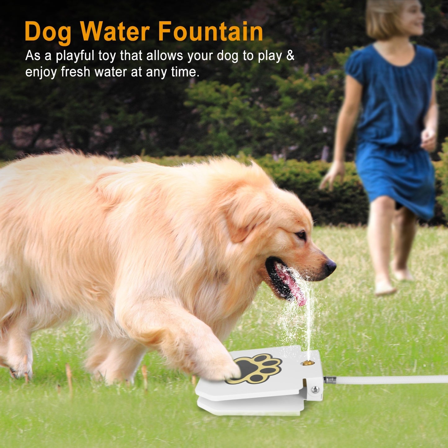 Cherrypetx Water Fountain OutdoorPet Water Dispenser Step-on Activated Sprinkler With Interactive Valve