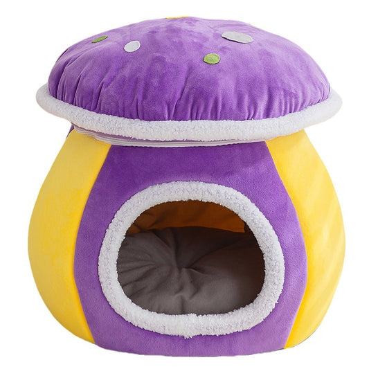 Mushroom Cat Nest Winter Thicken Thermal Rabbit Plush Detachable