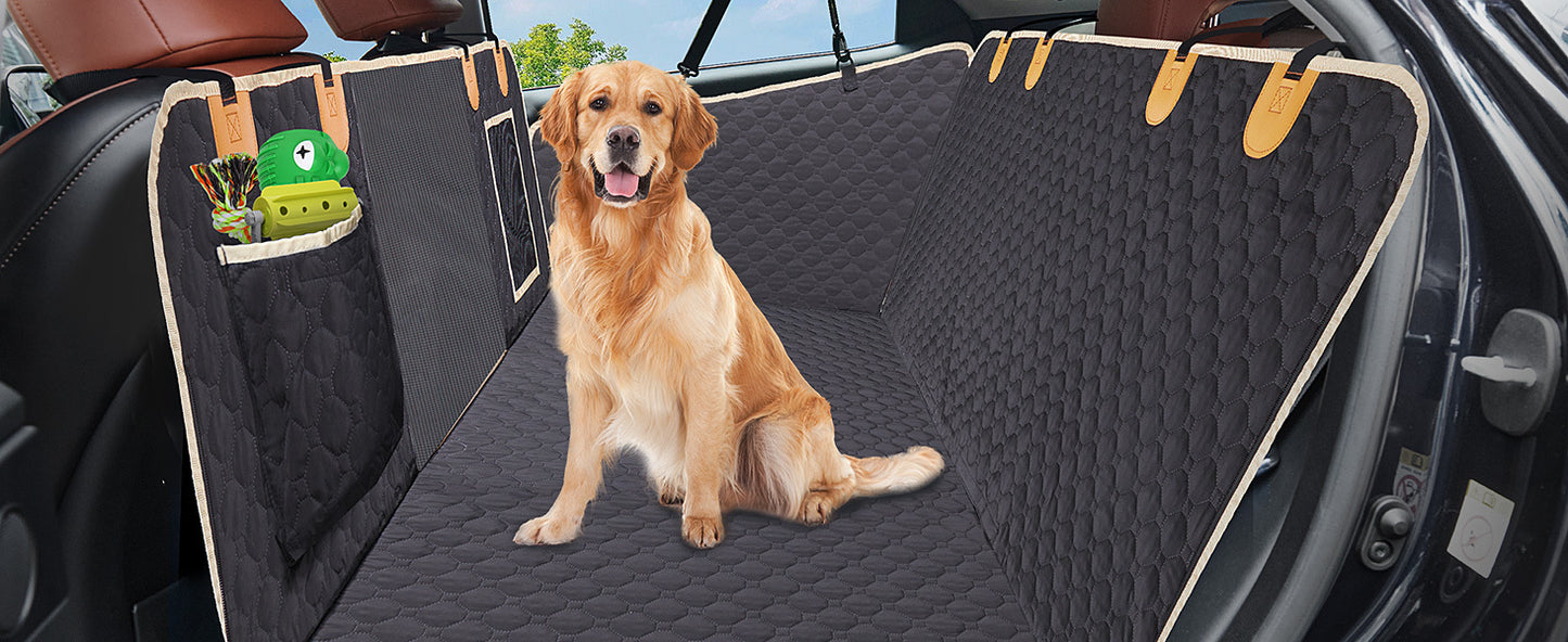 Back Seat Extender For Dogs Waterproof Dog Car Seat Cover Hard Bottom-Detachable,600D Heavy Duty SmHammock For all car sizes