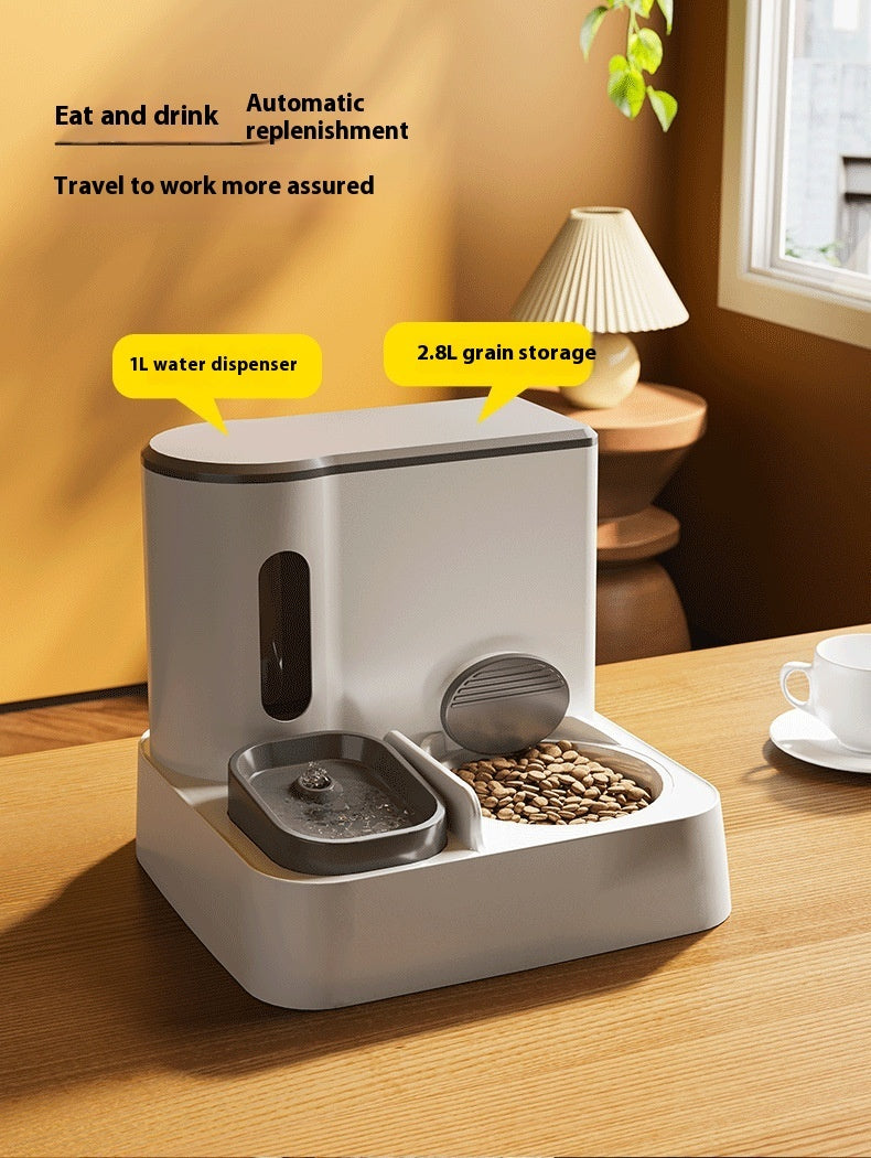 Cat Automatic Pet Feeder Water Dispenser Integrated Double Bowl Drinking Pet
