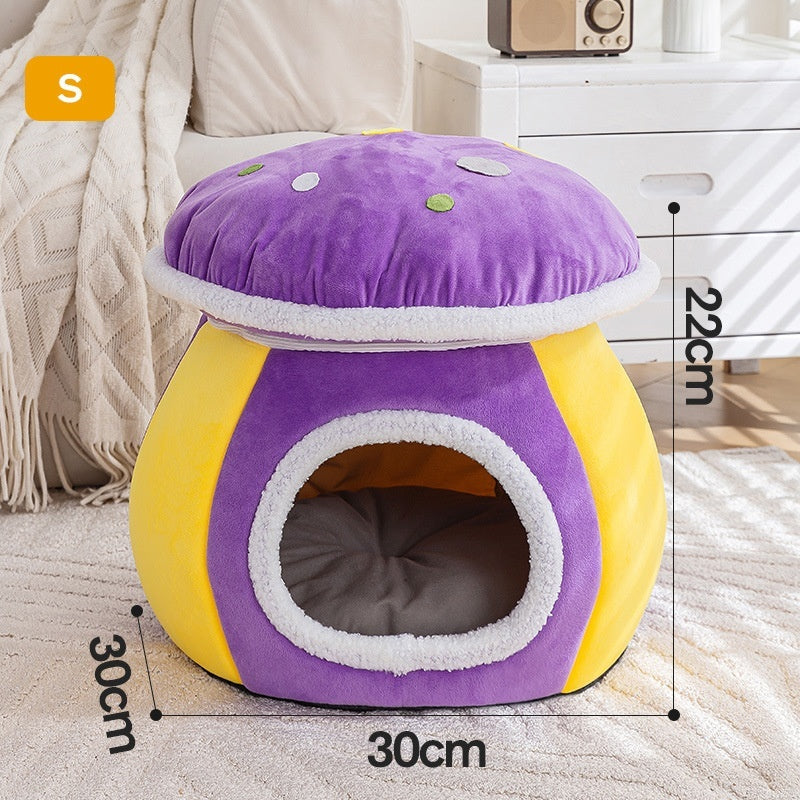Mushroom Cat Nest Winter Thicken Thermal Rabbit Plush Detachable