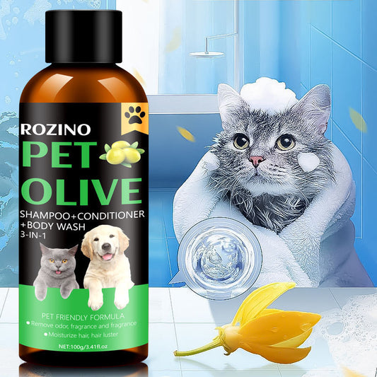 Pet Cat Dog Olive Deodorant Mite Removal Lasting Fragrance Three-in-one Shampoo
