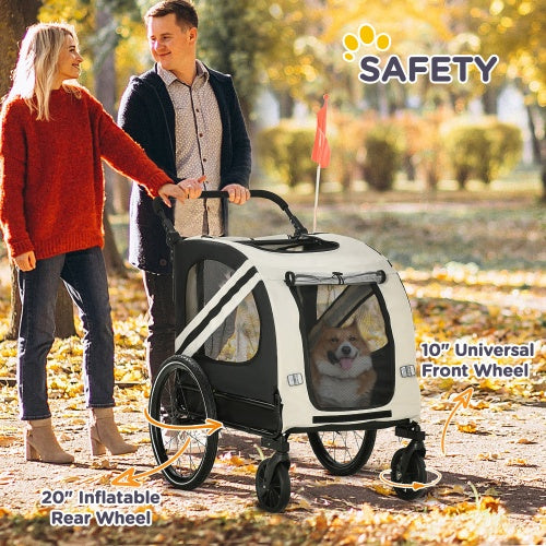Cherry 2-in-1 Pet outdoor Bike Trailer For petsRoad-Visibility Bicycle Stroller
