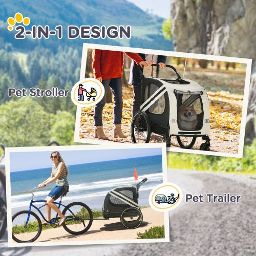 Cherry 2-in-1 Pet outdoor Bike Trailer For petsRoad-Visibility Bicycle Stroller