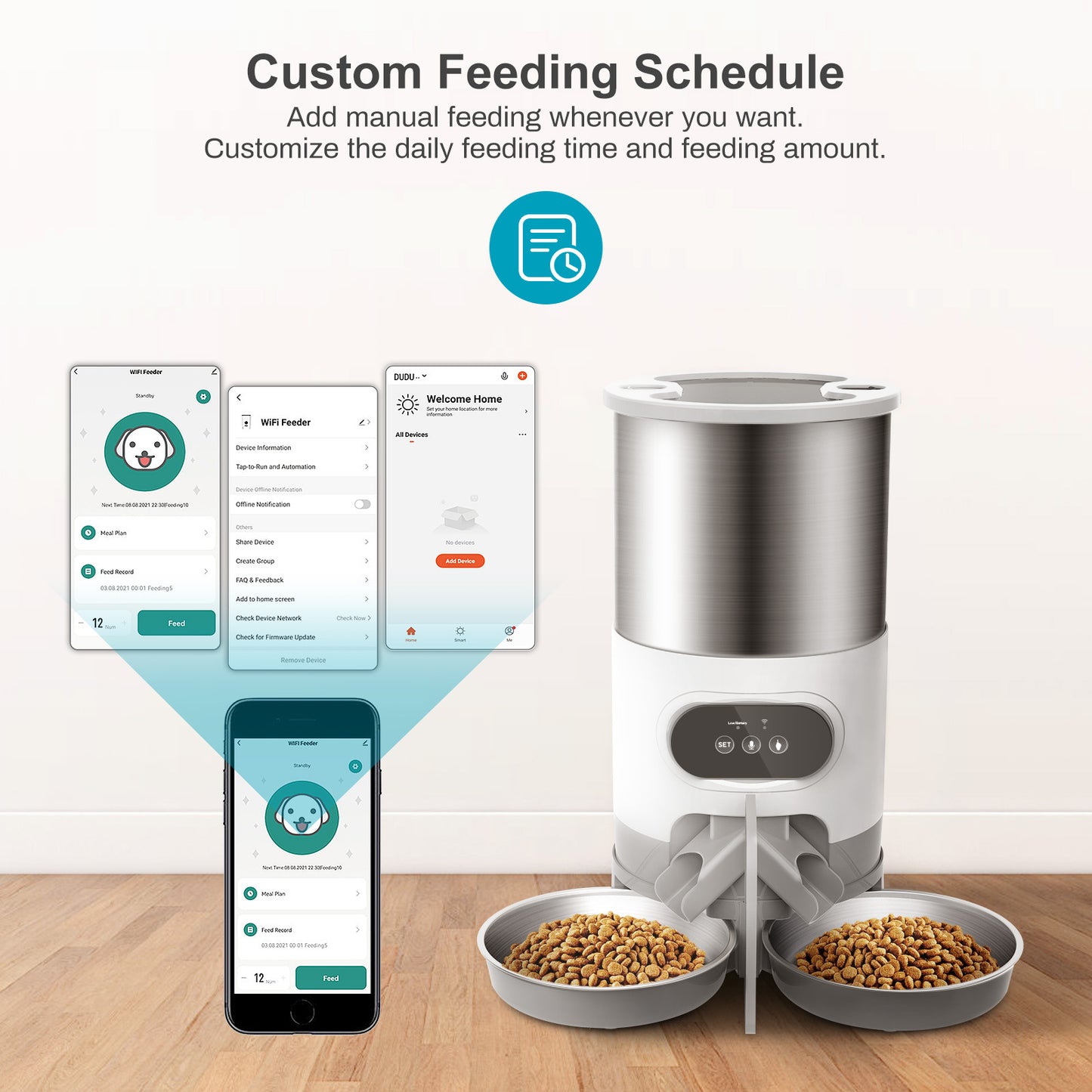 Feeder Dog Timing Recording 45L Double Meal
