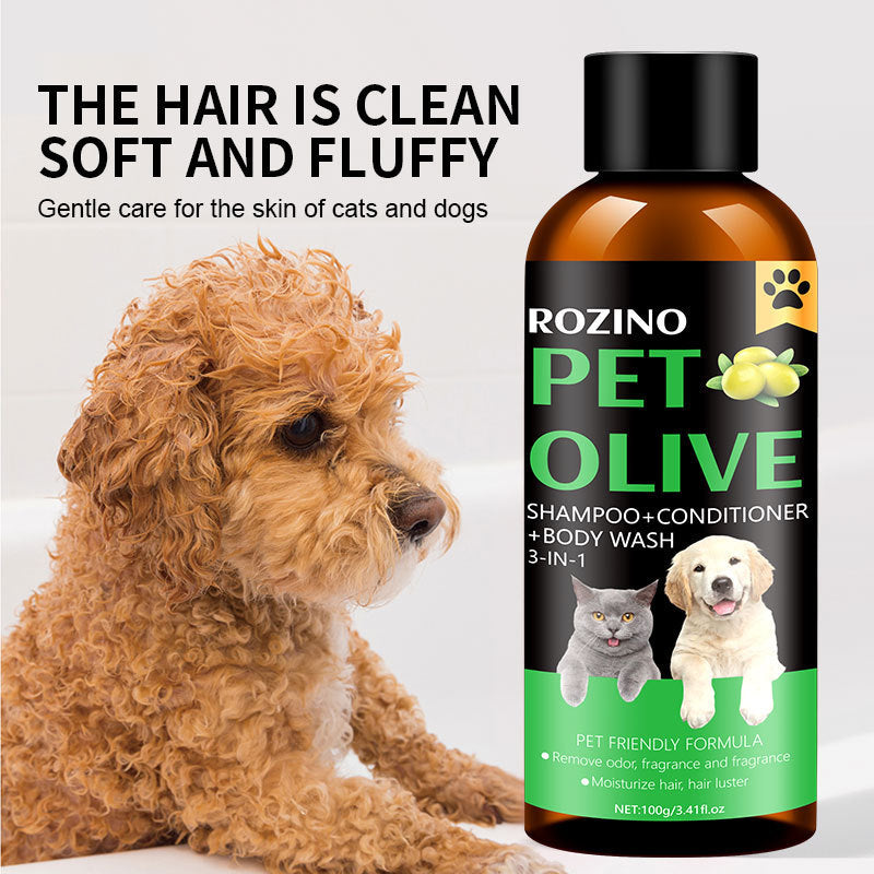 Pet Cat Dog Olive Deodorant Mite Removal Lasting Fragrance Three-in-one Shampoo