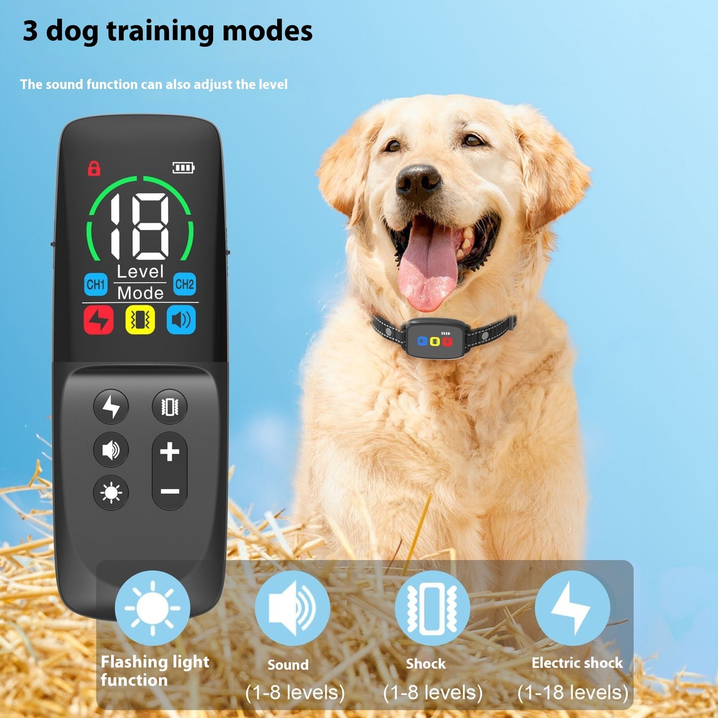 Color Screen Dog Trainer Remote Control Dog Training Electric Shock Collar