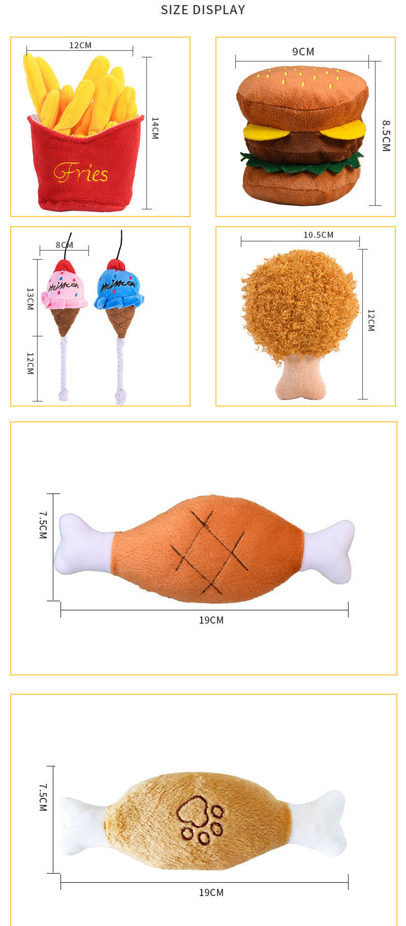 French Fries Burger Pet Plush Sound Toy