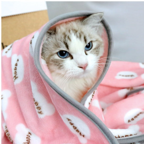 Warm Printed Flannel Pet Cartoon Dog Blanket