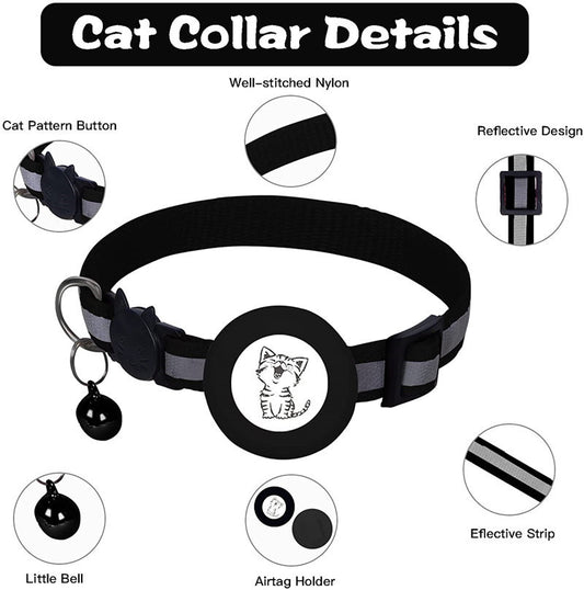 Apple Airtag Tracker Protective Cover Anti-missing Pet Positioning Collar Cat Reflective Bell Collar