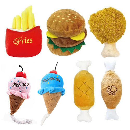 French Fries Burger Pet Plush Sound Toy