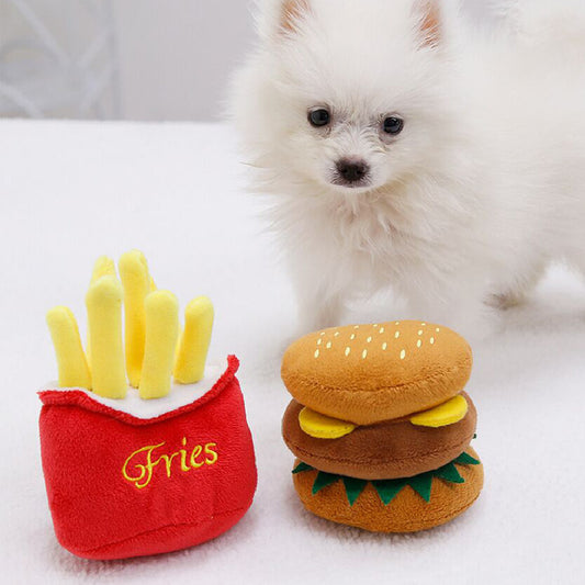 French Fries Burger Pet Plush Sound Toy