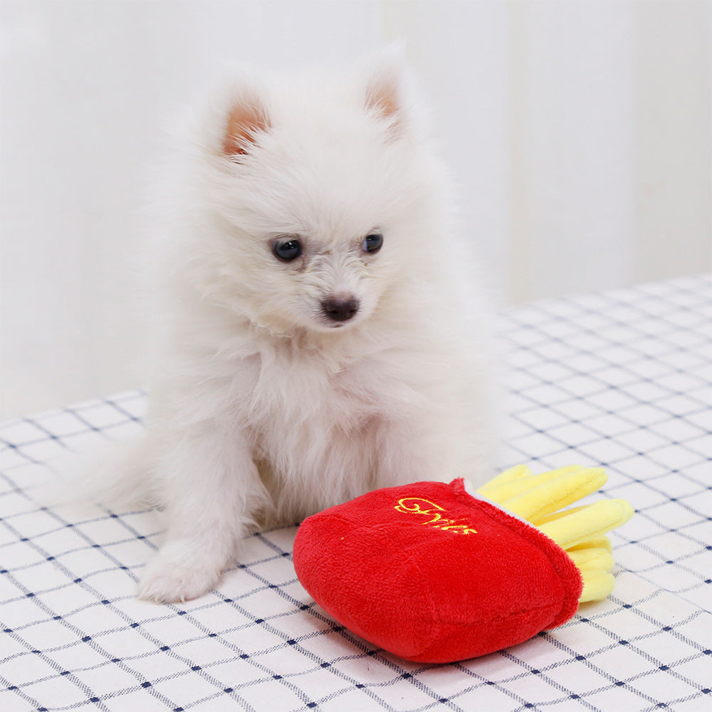 French Fries Burger Pet Plush Sound Toy