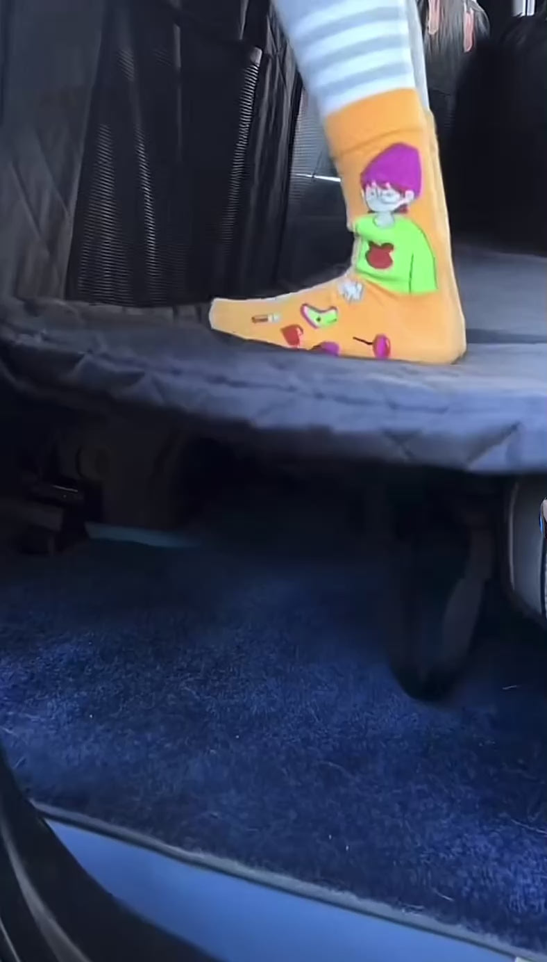 Load video: Cherrypetx backseat extender keeping pets secure and comfortable during car trips.